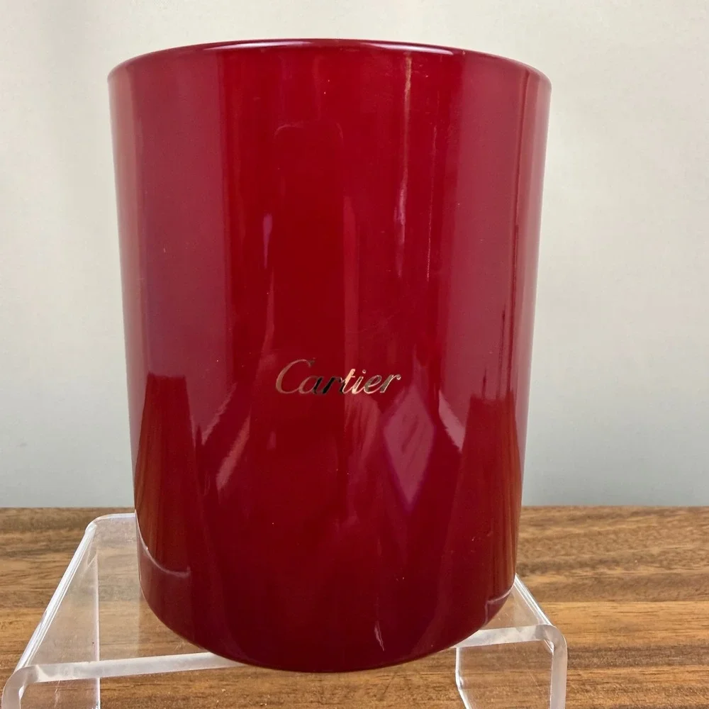 Cartier Panthère de Cartier Red Glass Scented Candle Holder Gold Panther France